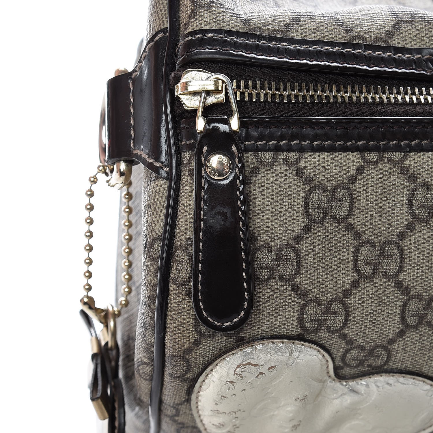 Gucci Monogram Guccissima Hearts Studded Medium Joy Boston Dark Brown 9 of 26