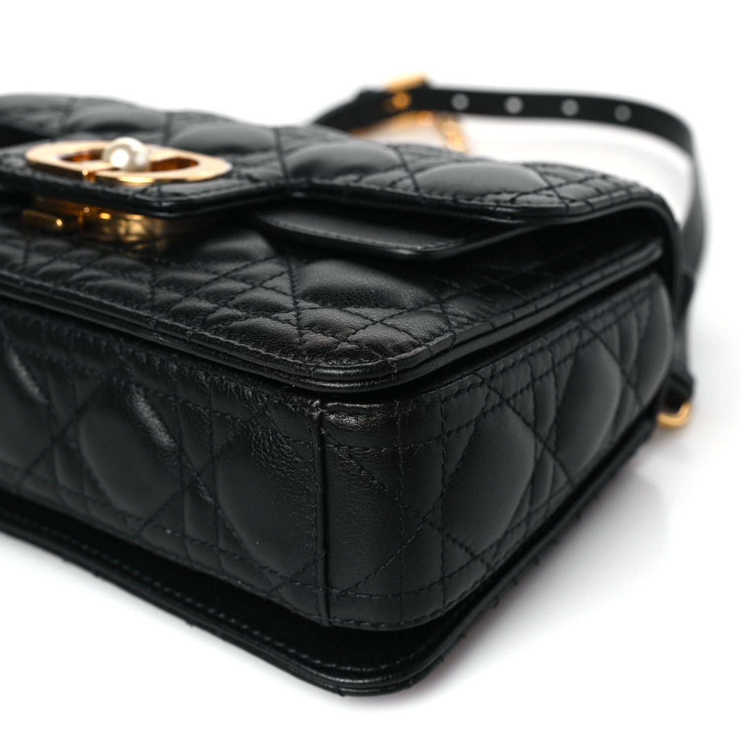 Christian Dior Calfskin Cannage Small Dior Jolie Top Handle Black 9 of 9