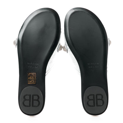 Balenciaga Metallic Arena Cagole Flat Slide Sandals 37 Silver 5 of 10
