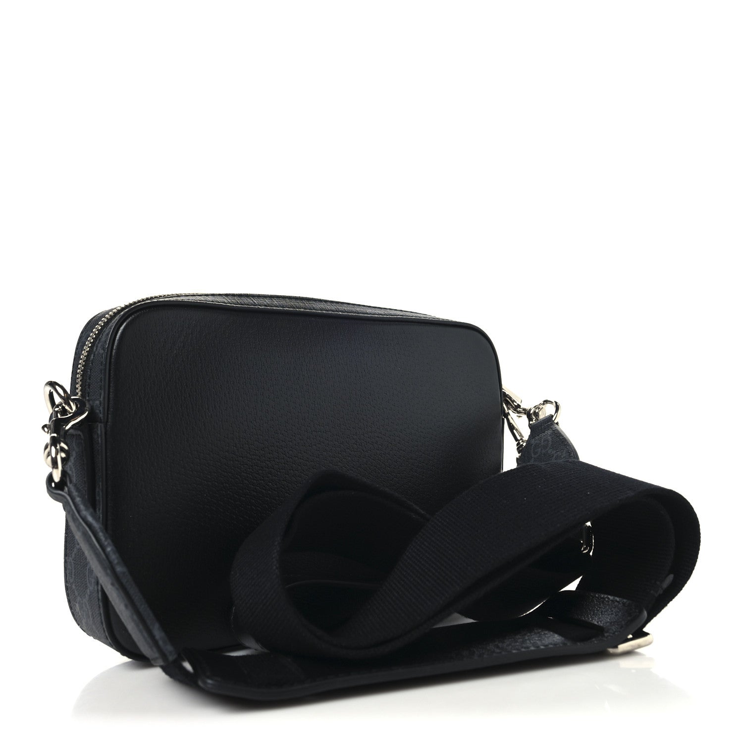Gucci GG Supreme Monogram Textured Dollar Calfskin Small Crossbody Bag Black 3 of 11