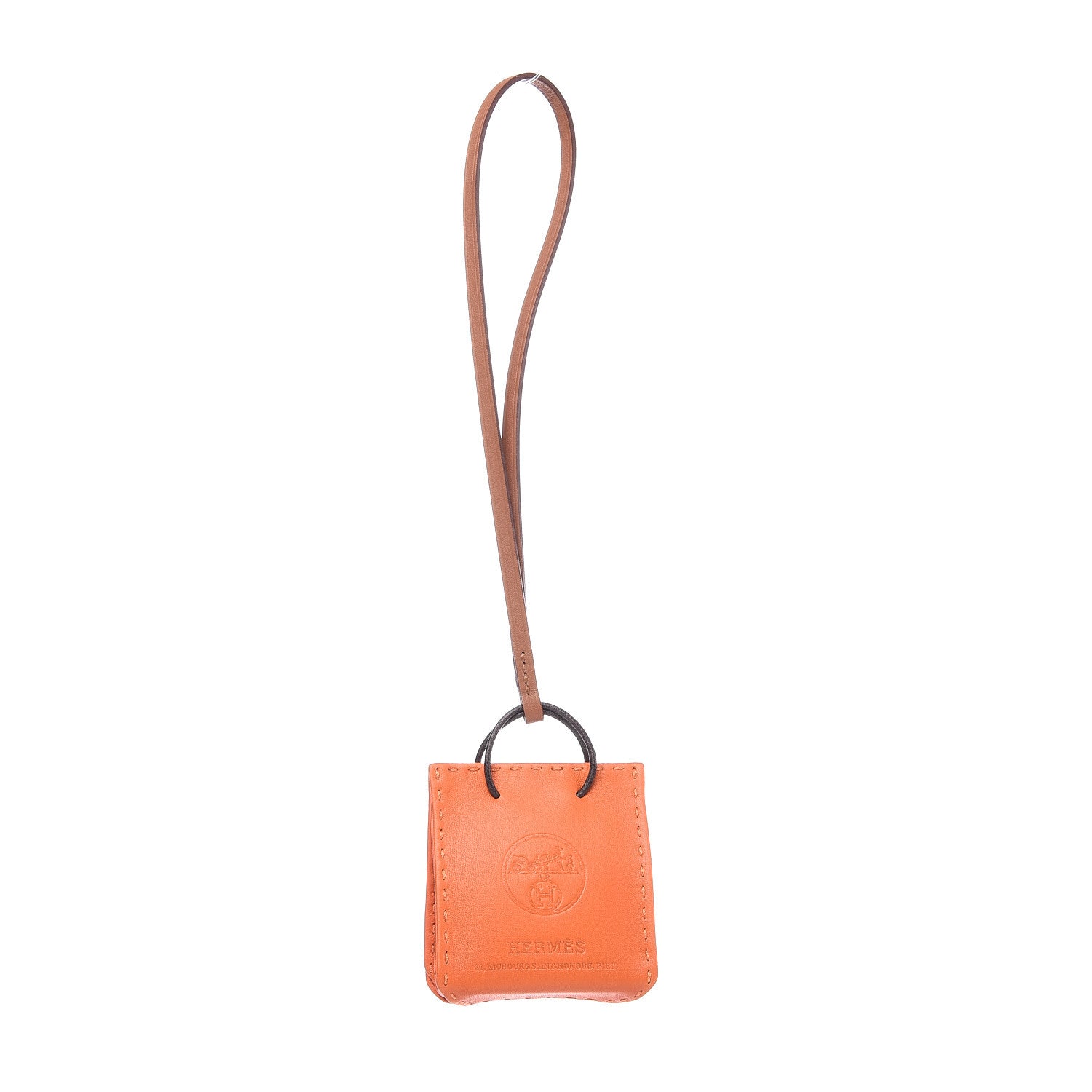 Hermes Milo Lambskin Swift Shopping Bag Charm Feu Gold 1 of 3