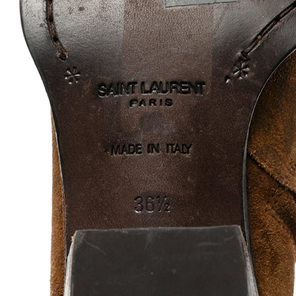 Saint Laurent Suede Leopard Lukas Zip Boots 36.5 Land 8 of 9
