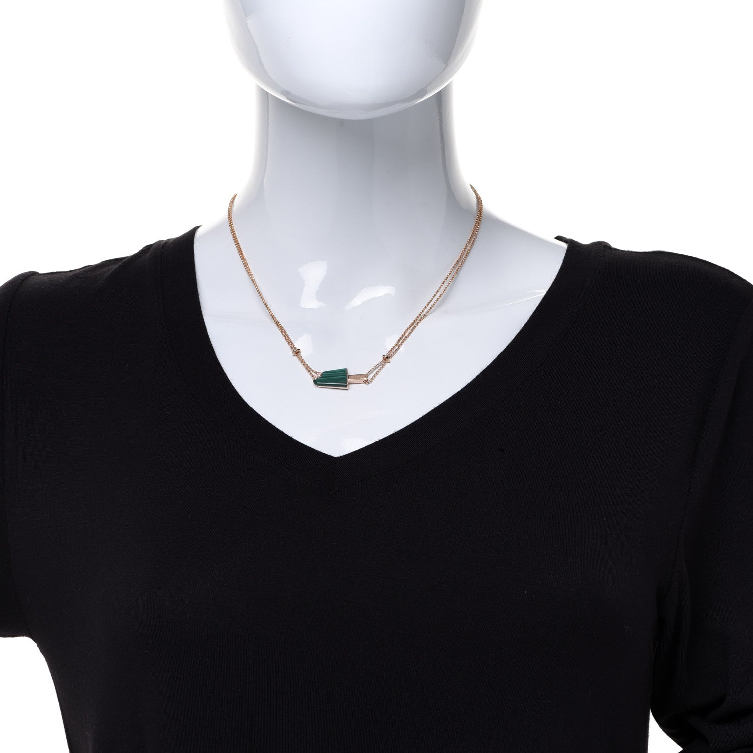Bulgari 18K Rose Gold Diamond Malachite Gelati Necklace 2 of 6