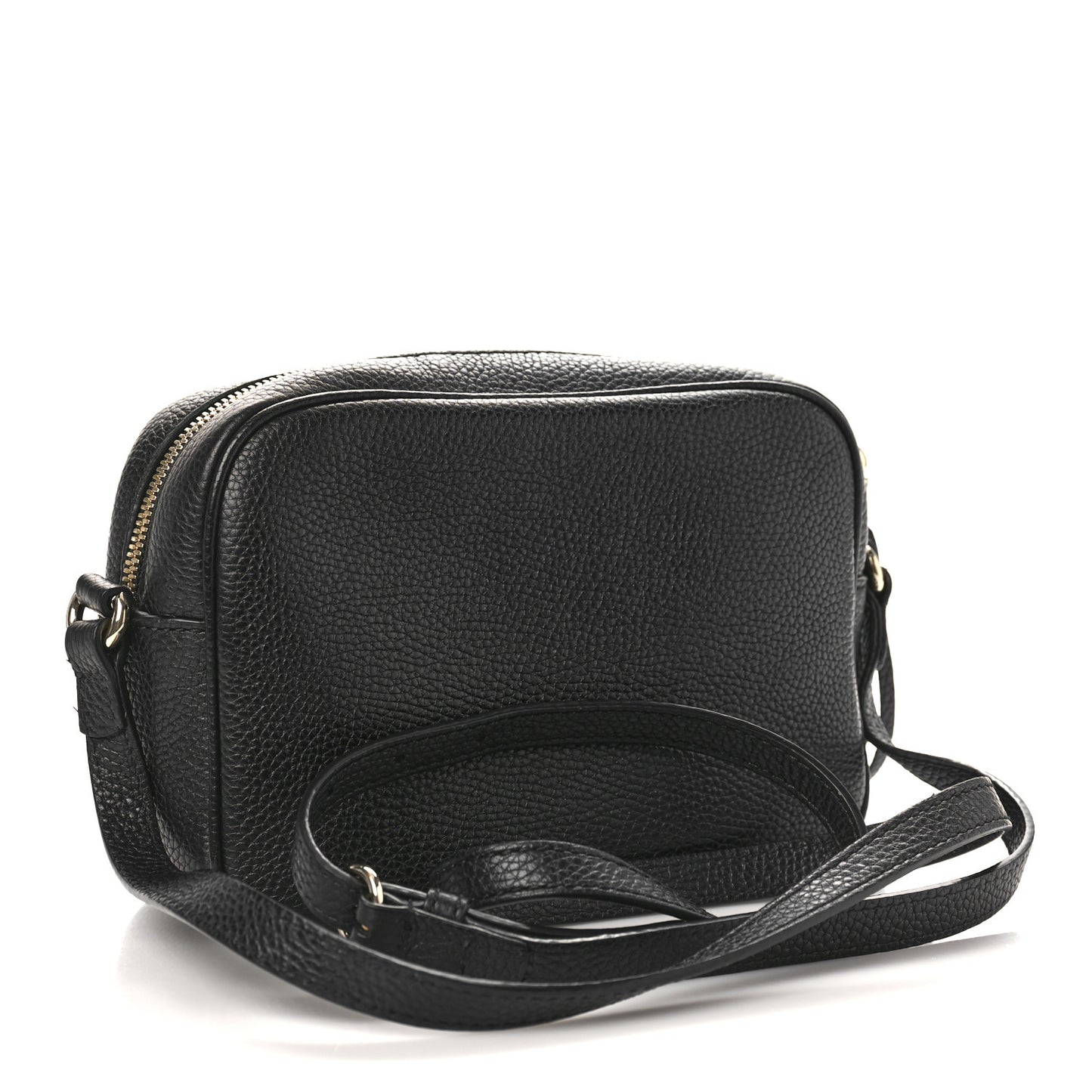 Pebbled Calfskin Small Soho Disco Bag Black