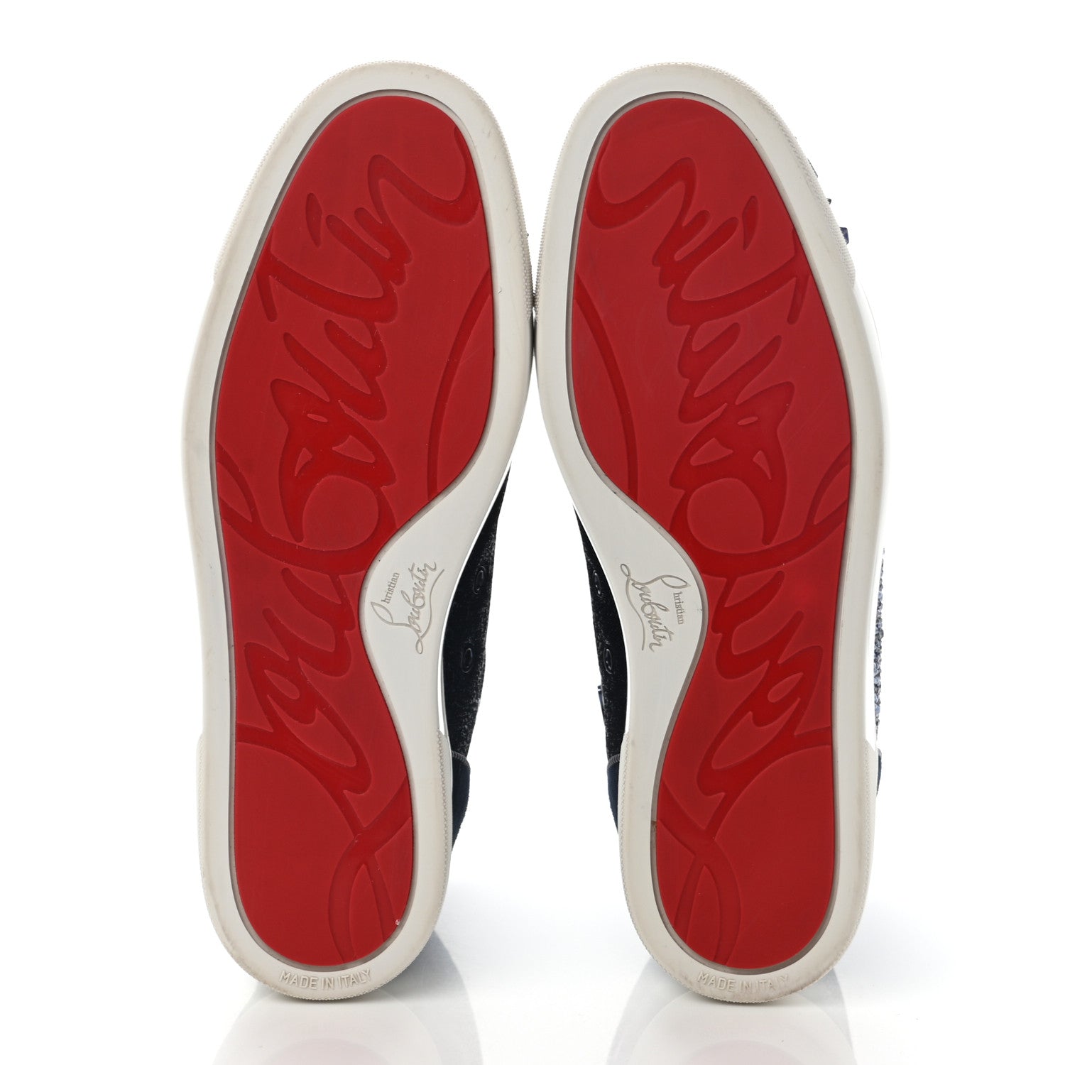 Christian Louboutin Calfskin Veau Velours Strass Mens Louis Spikes Flat Sneakers 42 5 of 13