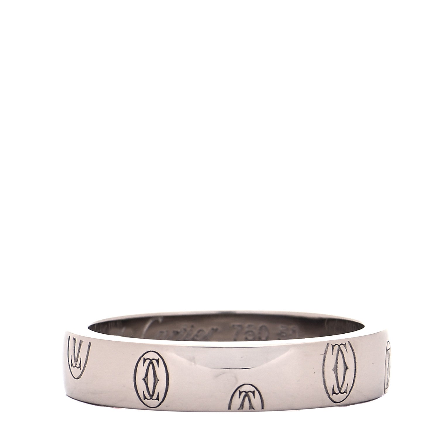 Cartier 18K White Gold 4mm Happy Birthday Band Ring 50 5.25 1 of 5