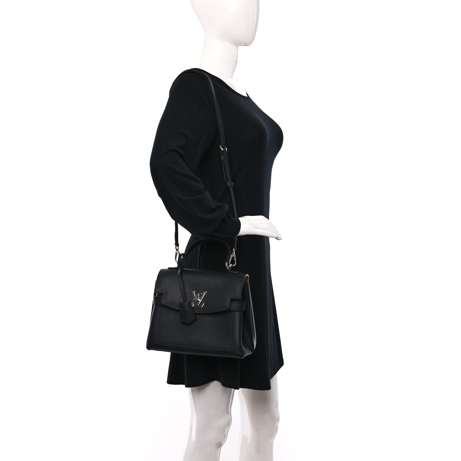 Louis Vuitton Calfskin Lockme Ever BB Black 2 of 8