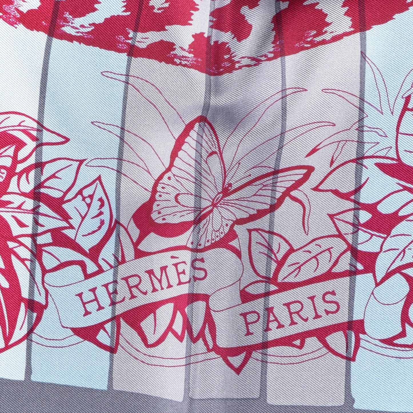 Silk Jungle Love Rainbow Scarf 90 Bleu Rose Gris