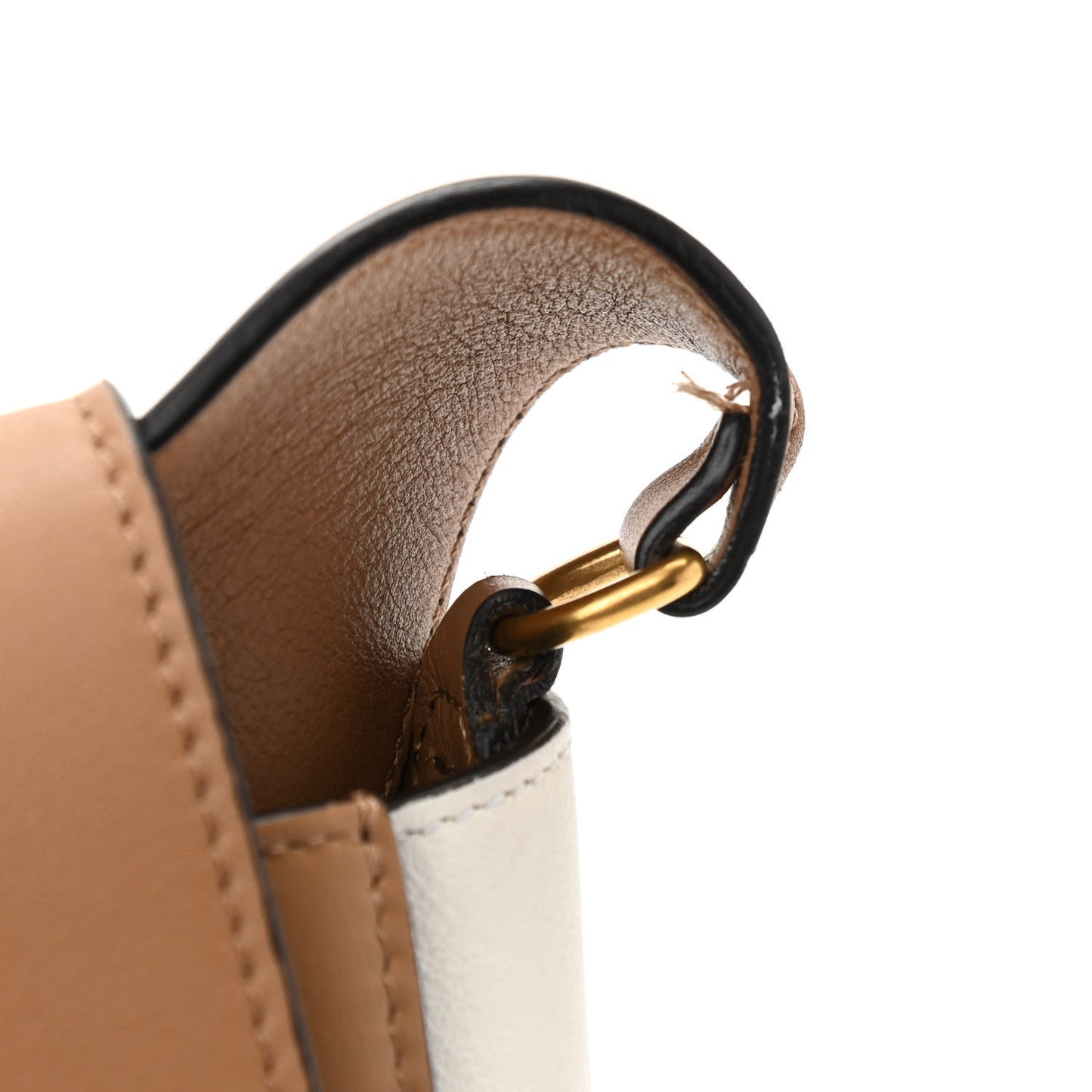 Shiny Smooth Calfskin Medium Frame Shoulder Bag Tan Optic White