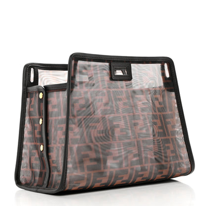 Fendi Mesh Vitello Century FF 1974 Mini Peekaboo Defender Cover Marrone Black Ebano 2 of 7