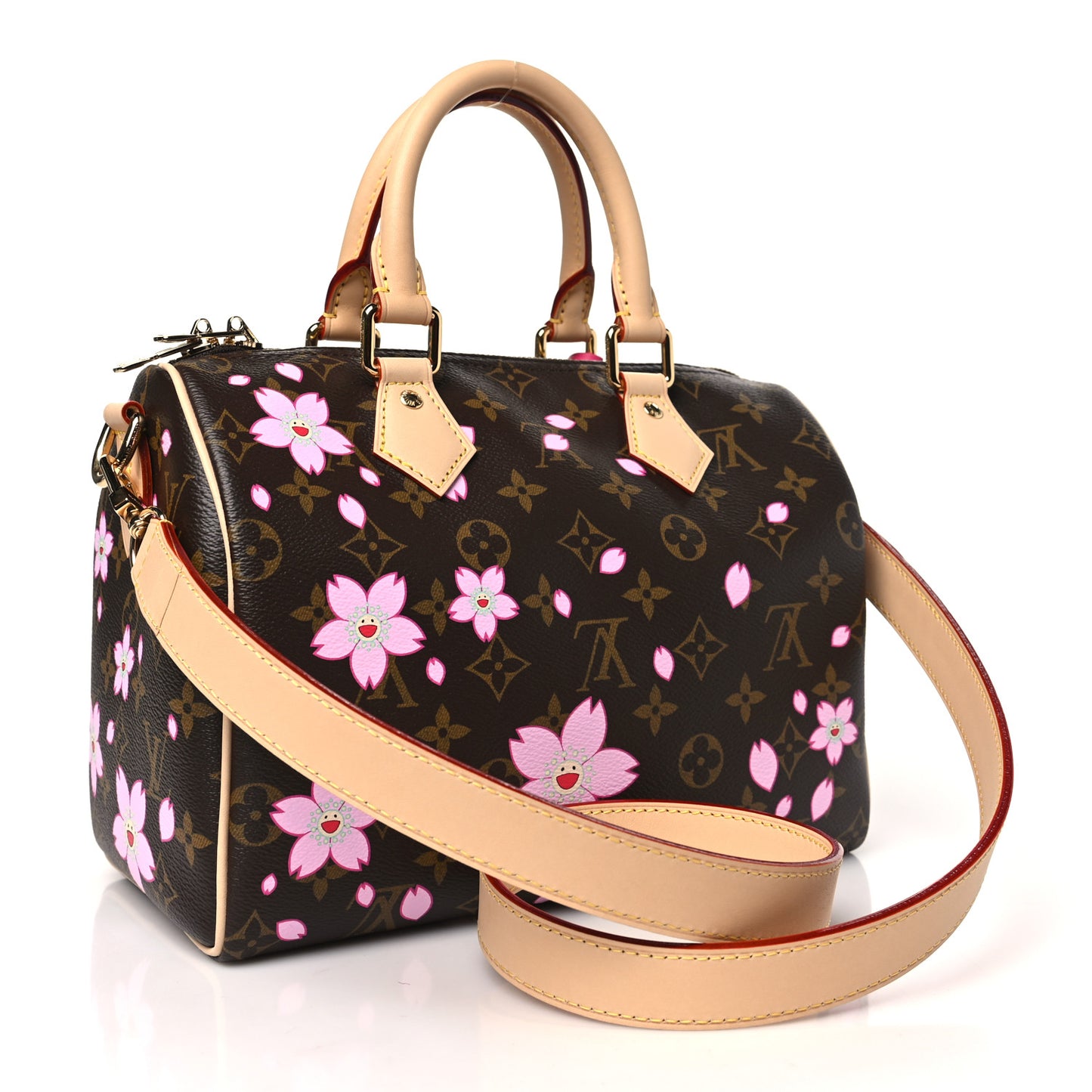 LV X TM Monogram Cherry Blossom Speedy Bandouliere 25 Sakura Brown