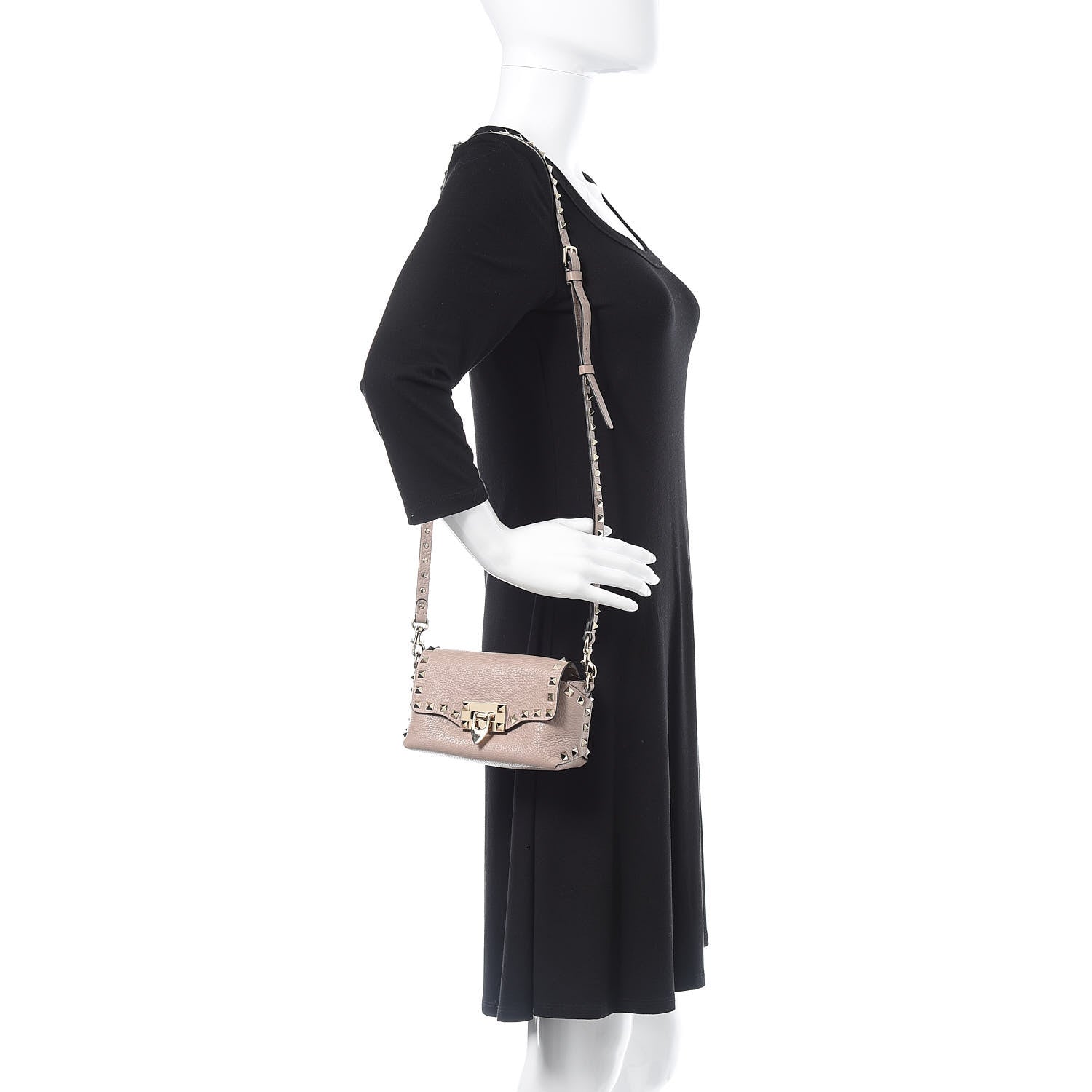 Valentino Garavani Pebbled Calfskin Mini Rockstud Crossbody Bag Poudre 2 of 13