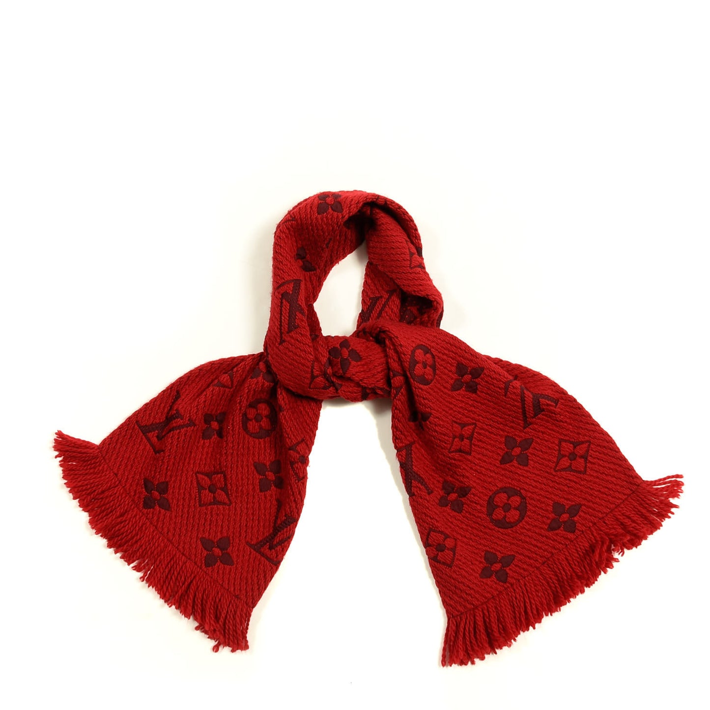 Wool Silk Logomania Scarf Rubis