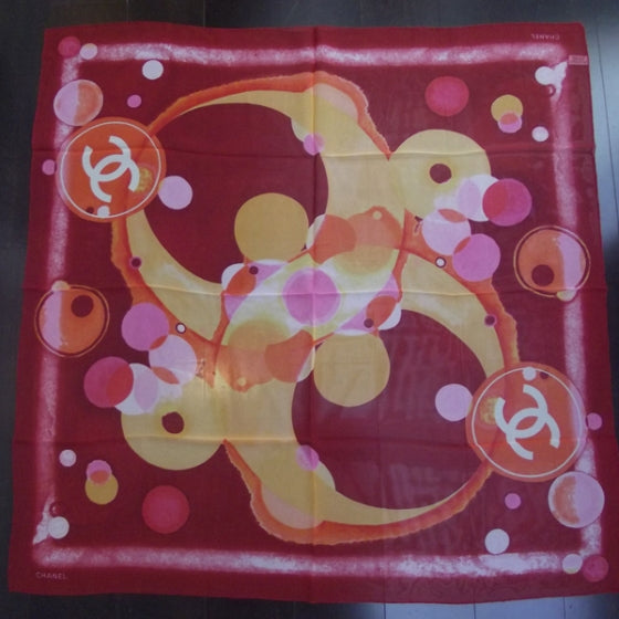 Silk Chiffon CC Bubble Scarf Red