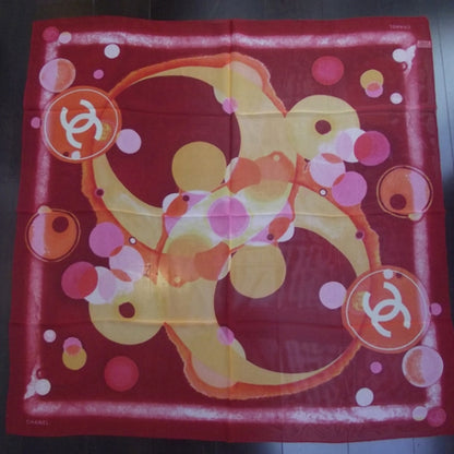 Chanel Silk Chiffon CC Bubble Scarf Red 1 of 5