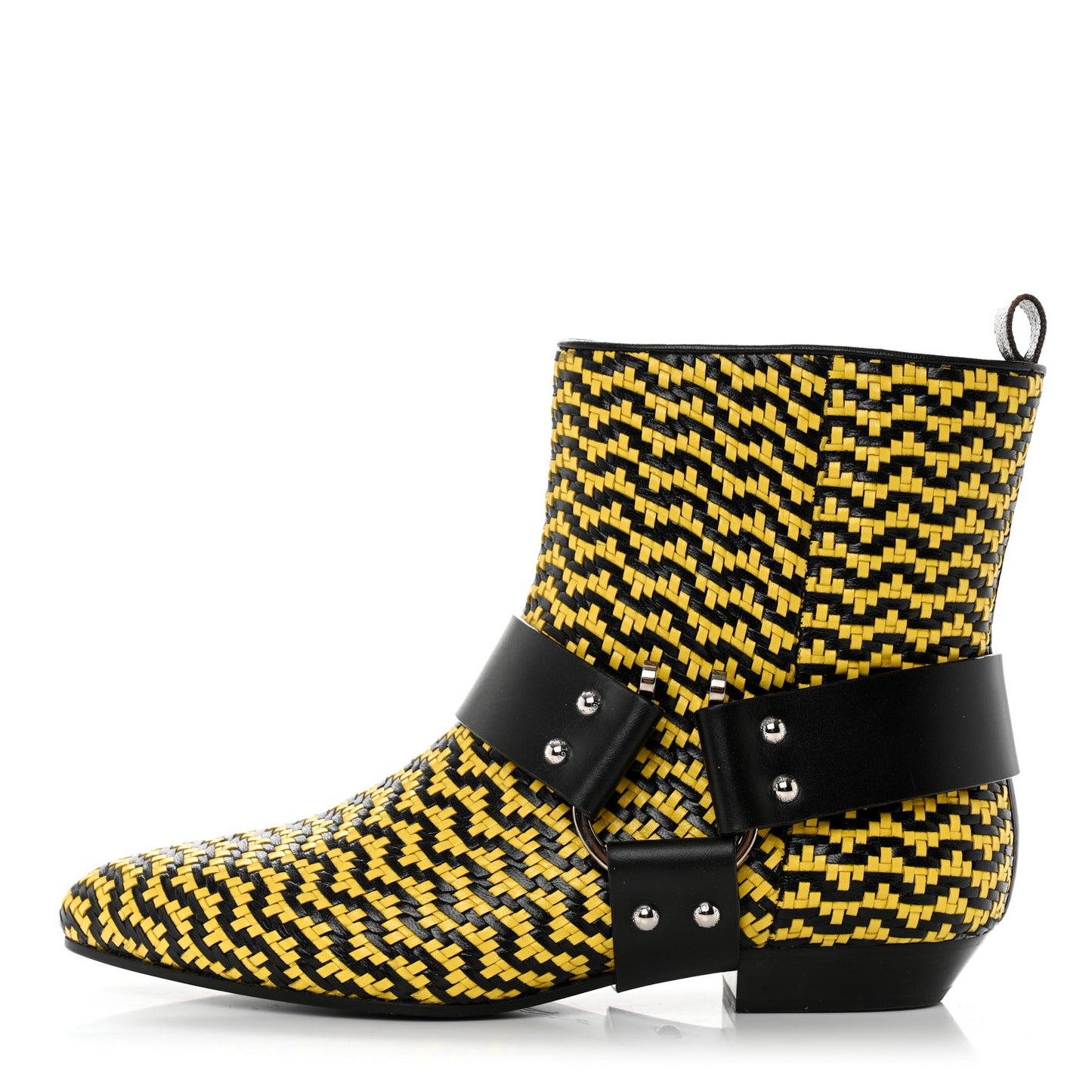 Calfskin Woven Rhapsody Ankle Boots 41 Yellow Black