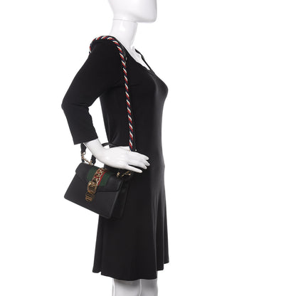 Gucci Calfskin Mini Sylvie Top Handle Bag Black 2 of 9