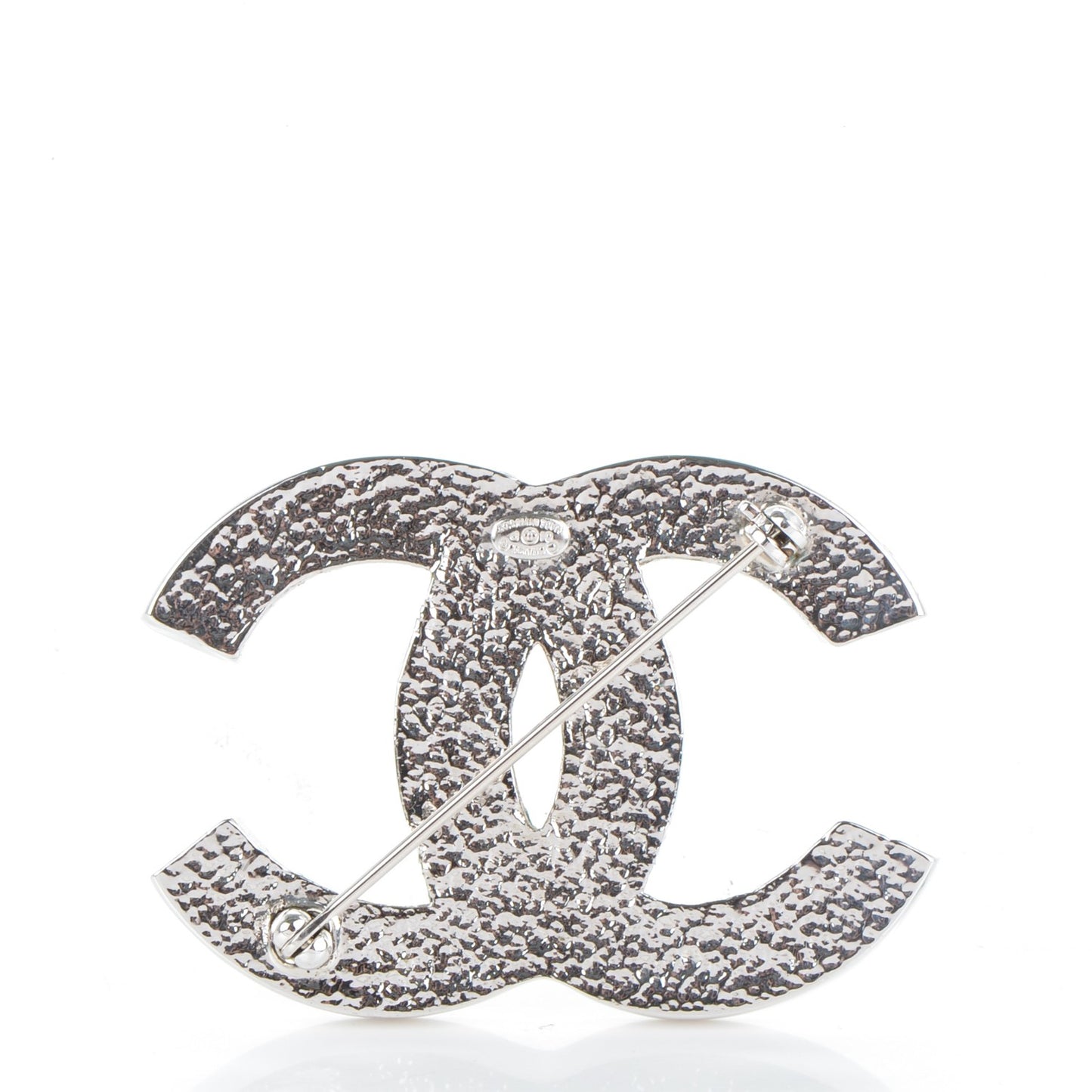 Baguette Crystal CC Brooch Silver