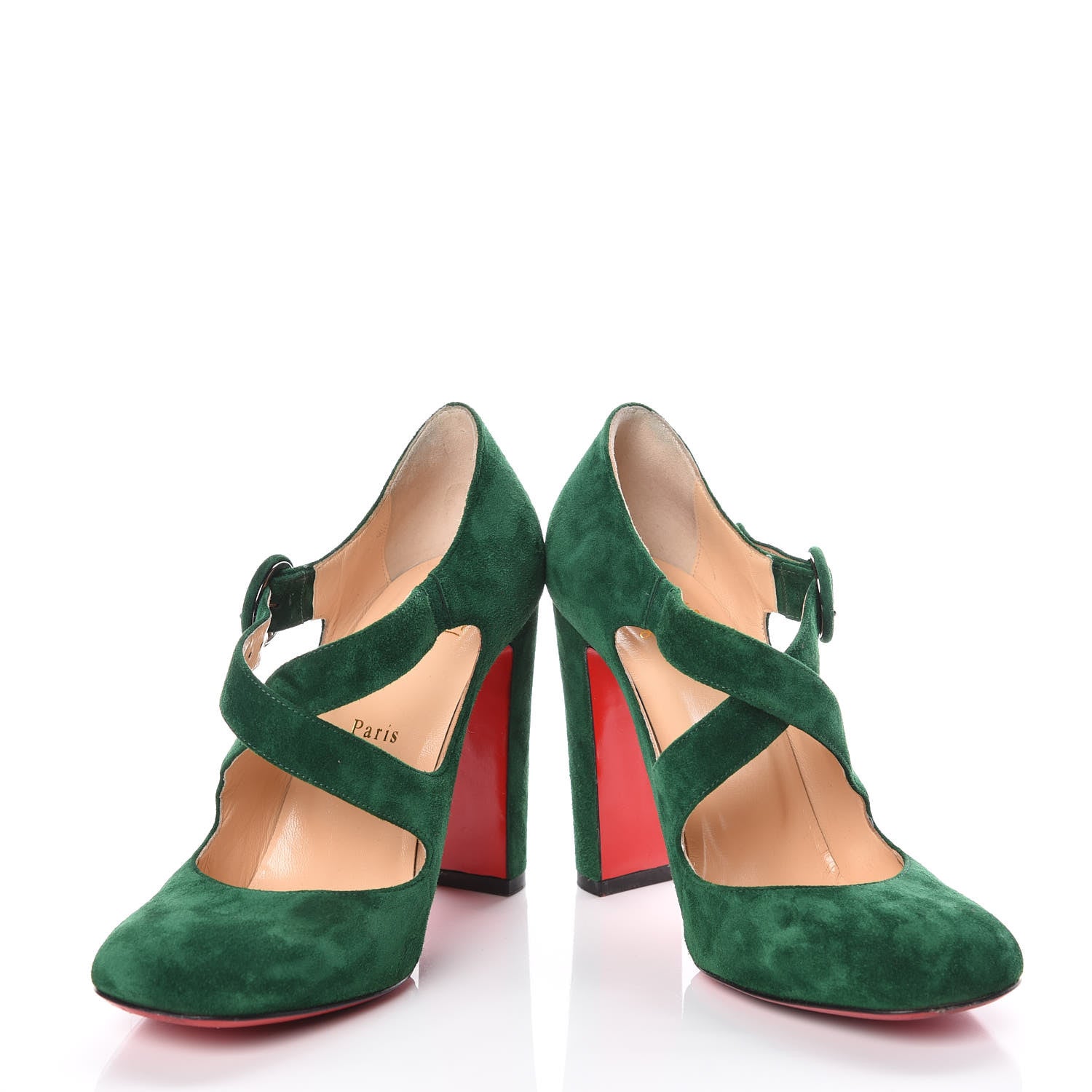 Christian Louboutin Suede Miss Ellen 100 Pumps 38.5 Green 5 of 9