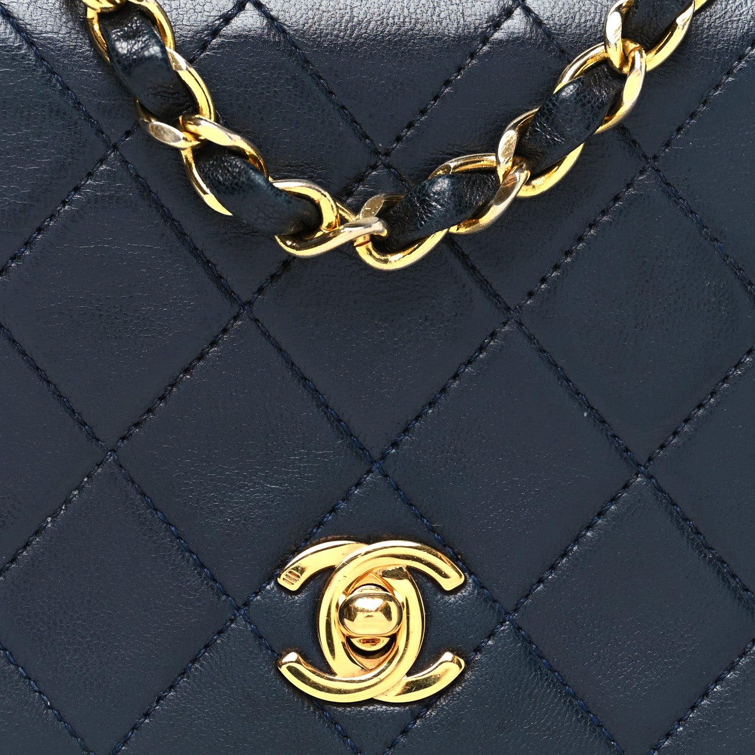 Chanel Lambskin Quilted Small Single Flap Navy Navy 8 of 12
