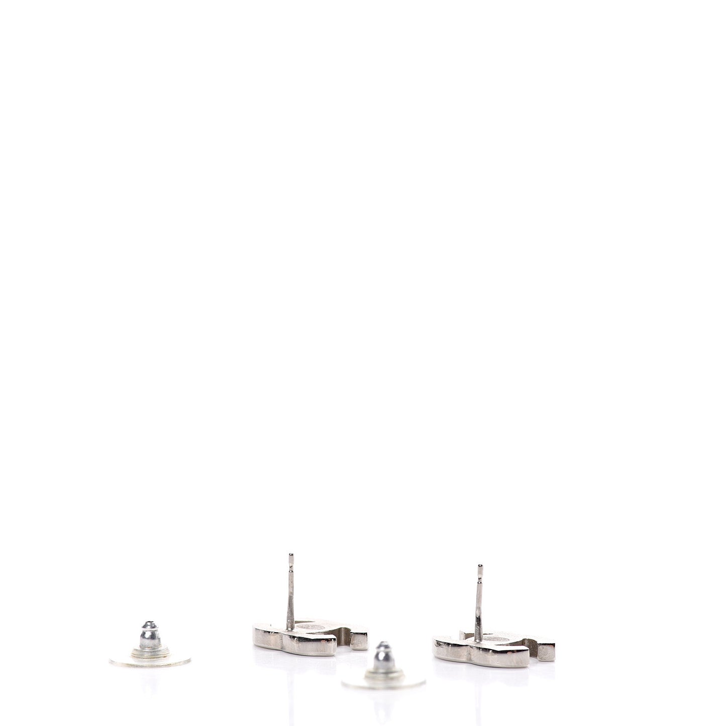Enamel CC Striped Earrings Navy White