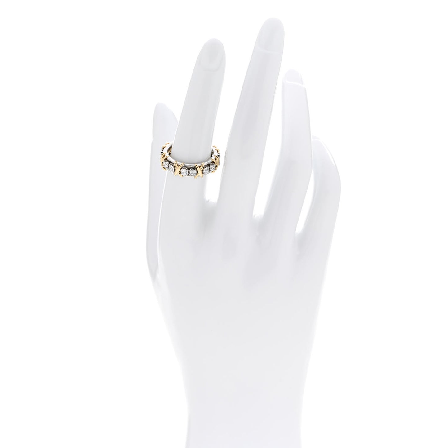 Platinum 18K Yellow Gold Diamond Schlumberger Sixteen Stone Ring 54 7