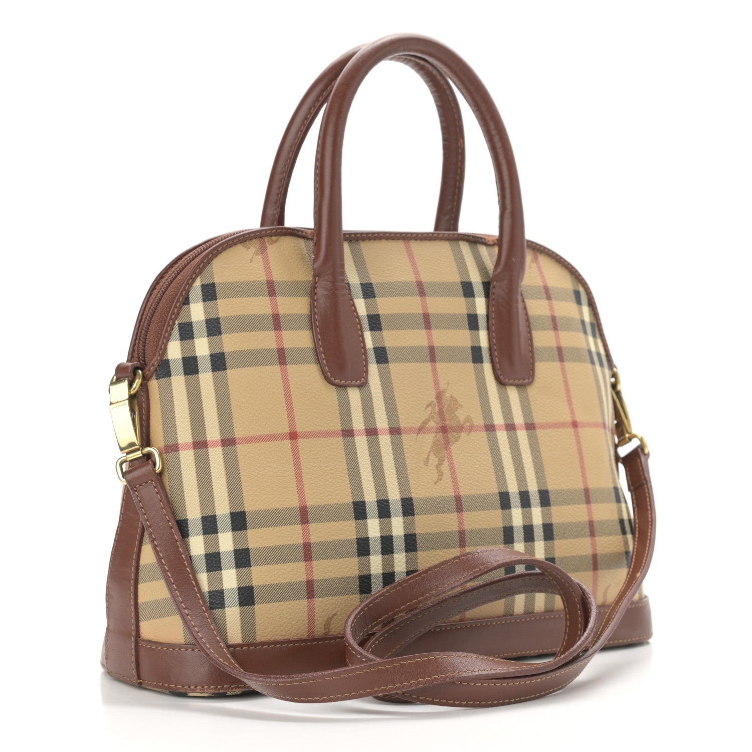 Burberry Haymarket Check Top Handle Crossbody Brown 3 of 12