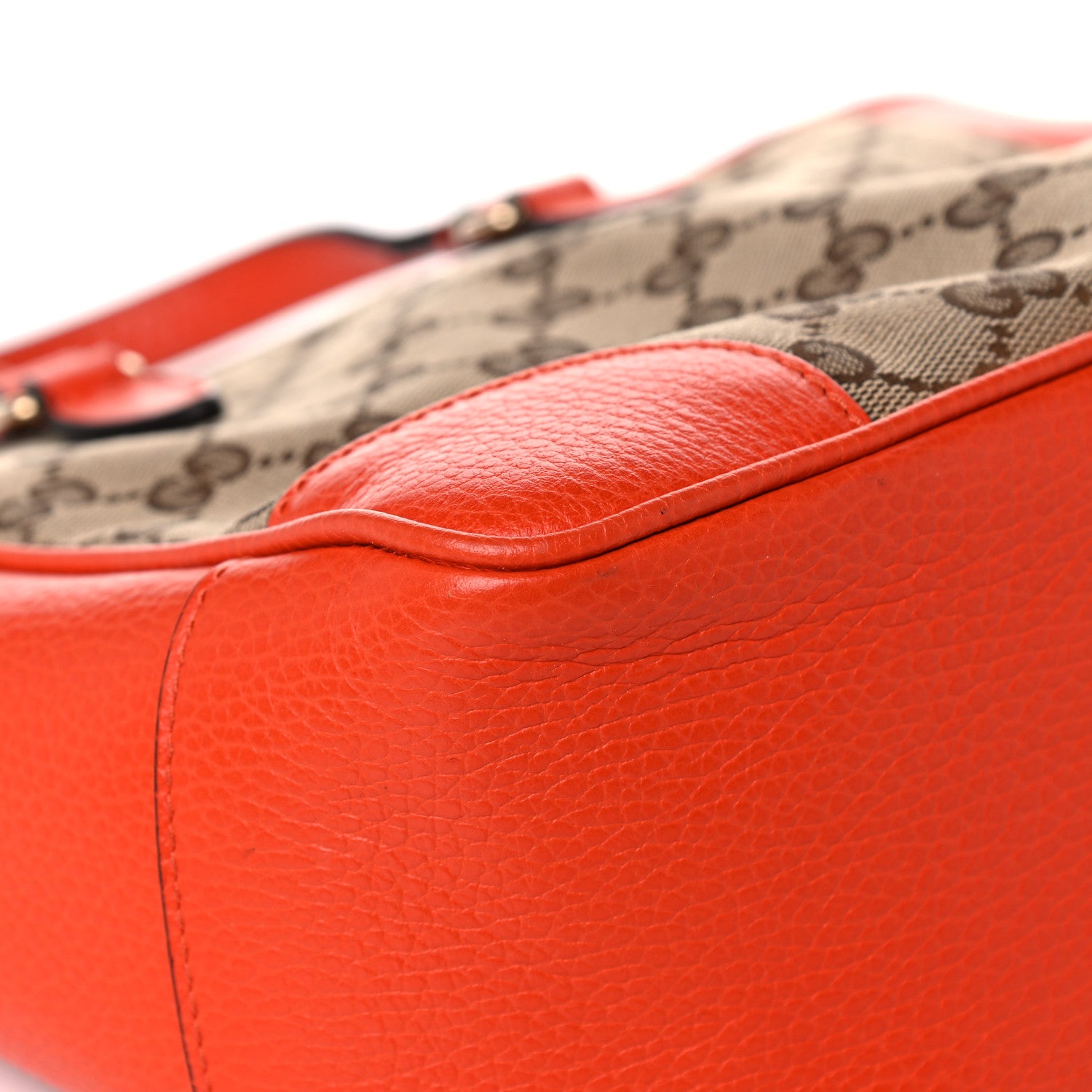 Gucci Monogram Dollar Calfskin Small Bree Tote Beige Ebony Sun Orange 11 of 13