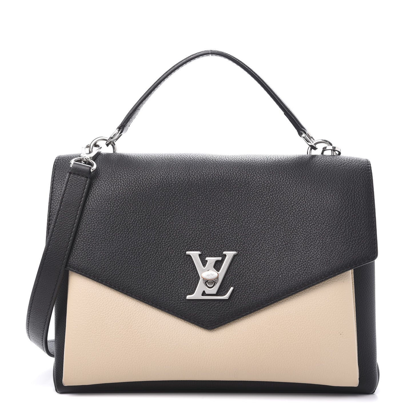 Soft Calfskin My Lockme Top Handle Vanille Black