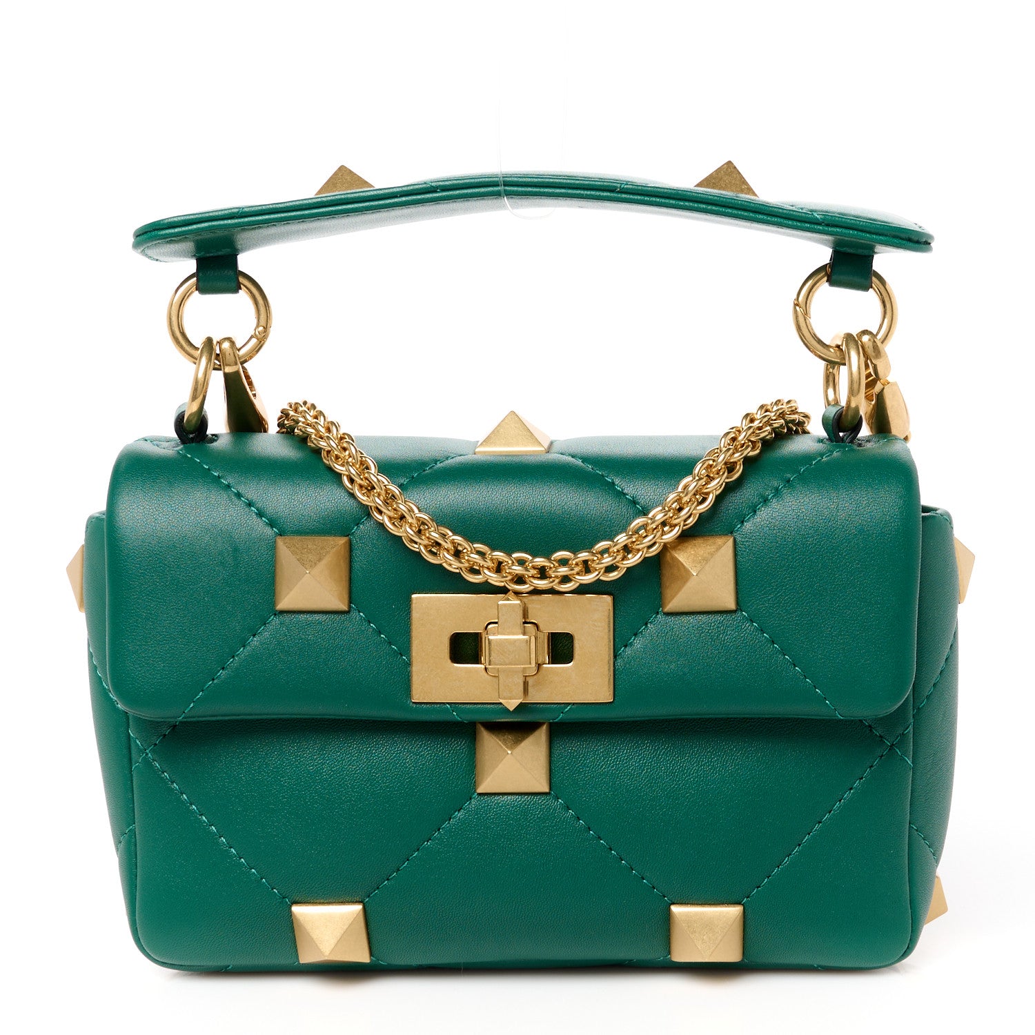 Valentino Garavani Nappa Small Roman Stud Shoulder Bag Jungle 1 of 10