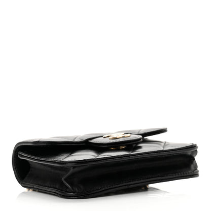 Chanel Lambskin Quilted Top Handle Flap Coin Purse With Chain Black 4 of 13