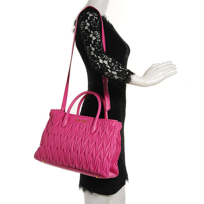 Miu Miu Nappa Matelasse Tote Fuxia 10 of 16