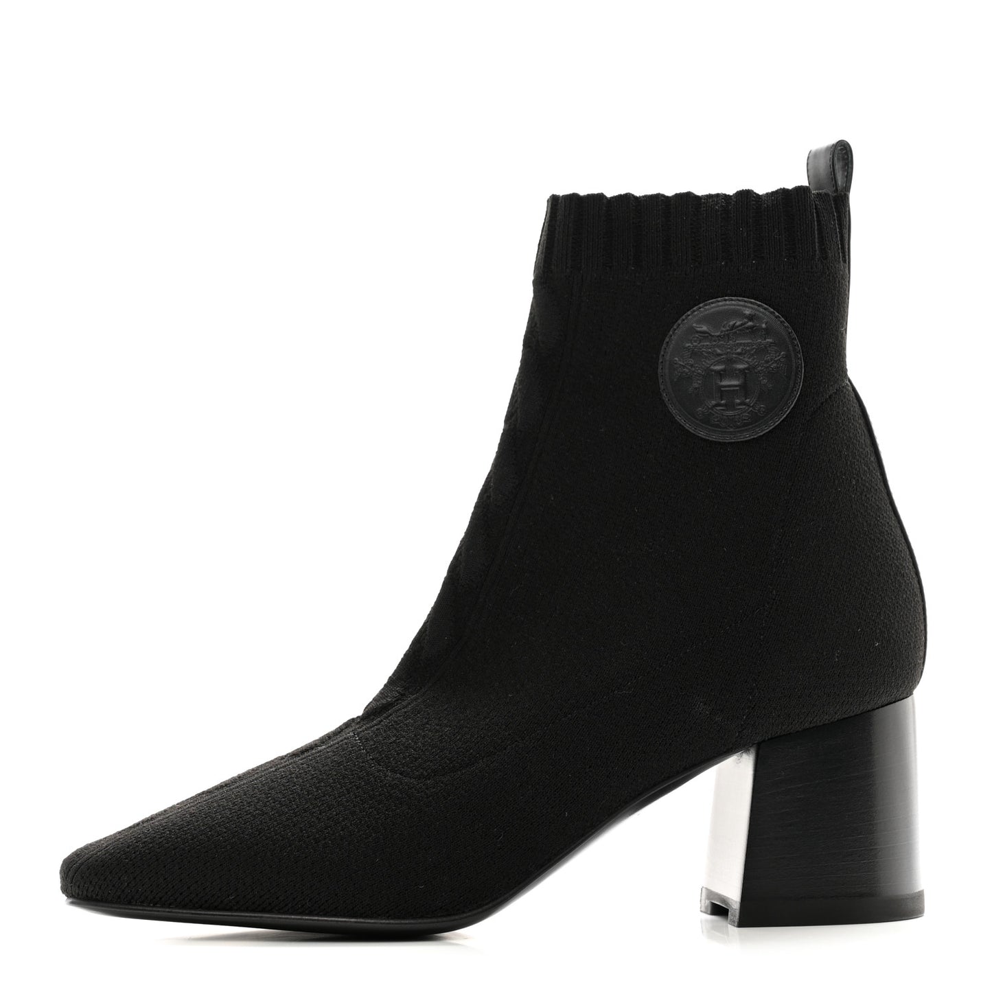 Knit Calfskin Volver 60 Ankle Boots 38 Black