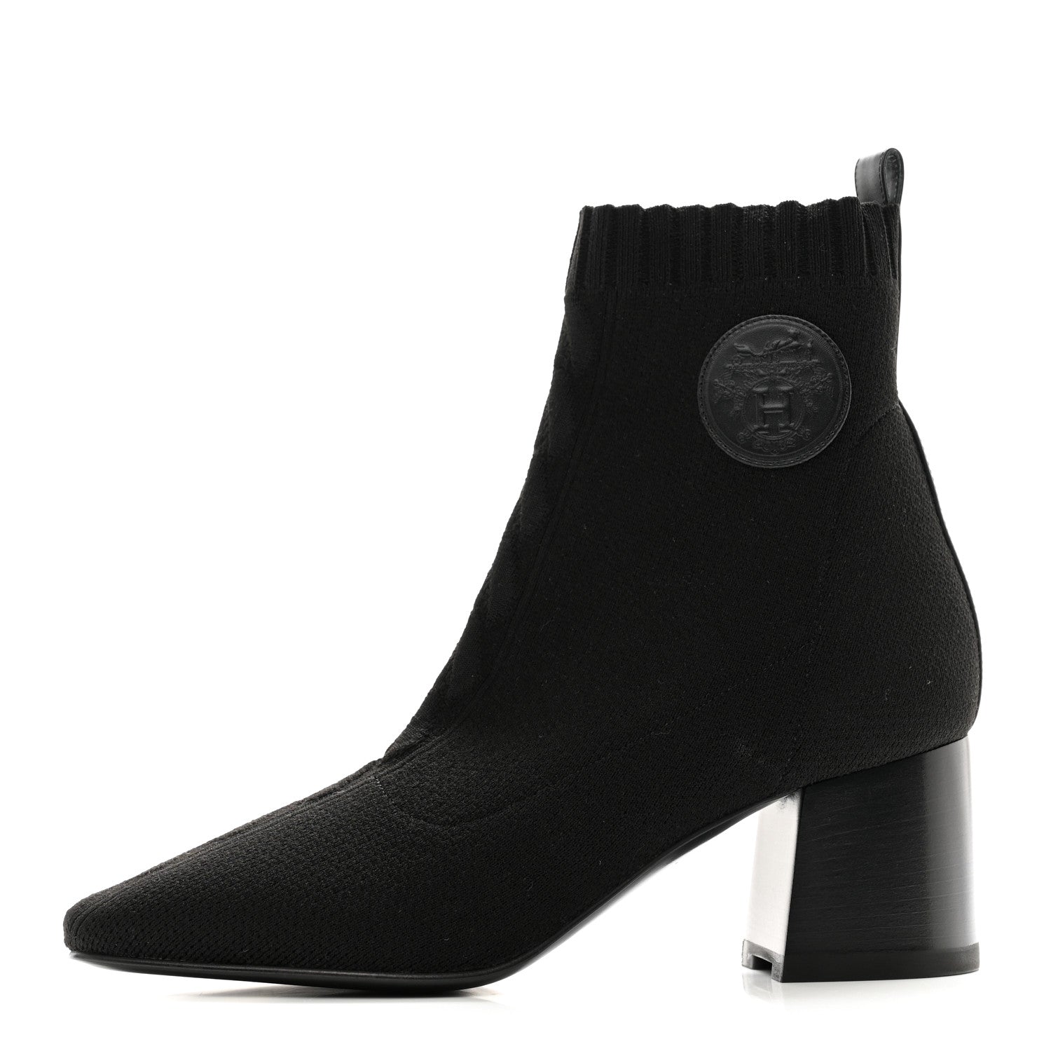 Hermes Knit Calfskin Volver 60 Ankle Boots 38 Black 1 of 8
