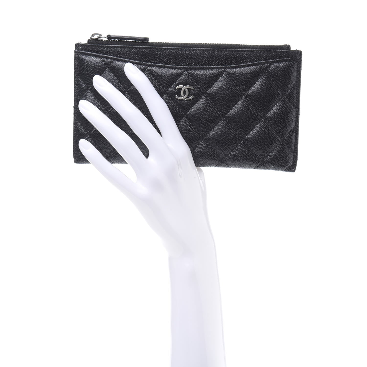 Chanel Iridescent Caviar Quilted Classic Zip Pouch Black 2 of 13