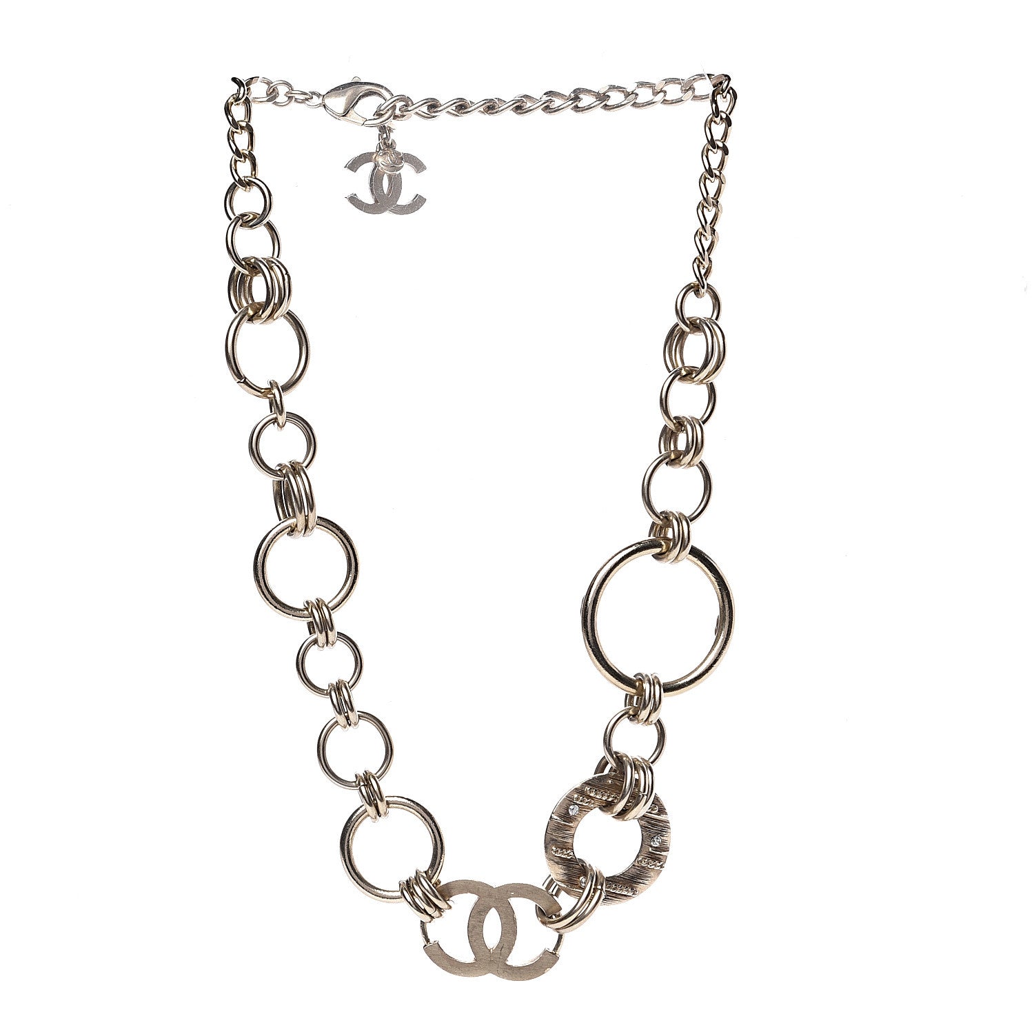 Chanel Crystal Chain CC Short Necklace Gold 3 of 4