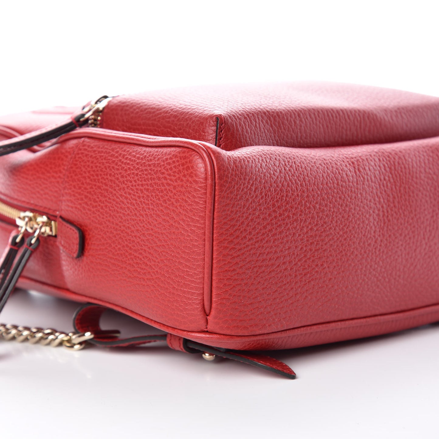 Pebbled Calfskin Soho Chain Backpack Red