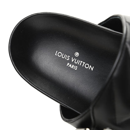 Louis Vuitton Calfskin New Wave Bom Dia Mule Sandals 37 Black 6 of 7