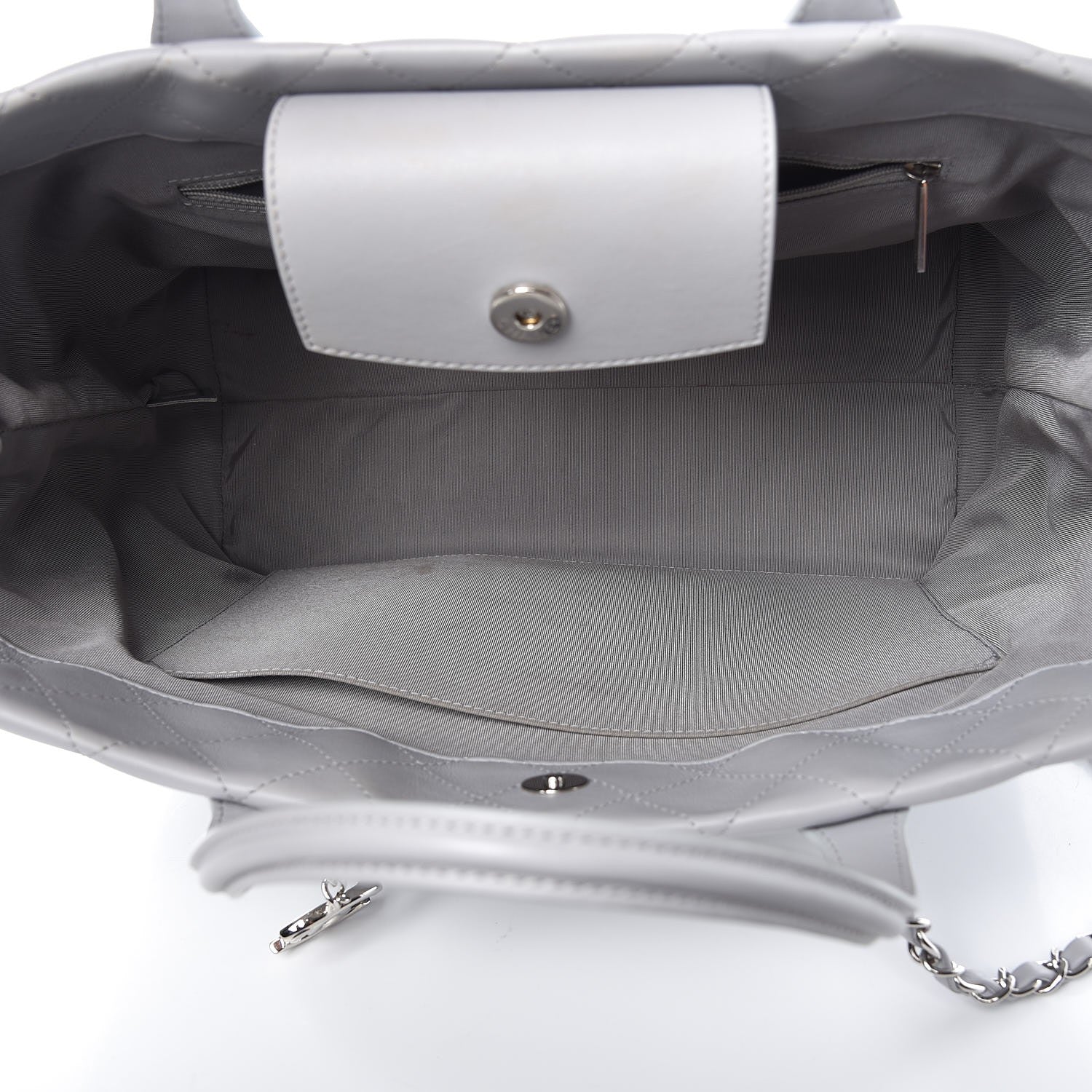 Chanel Calfskin Quilted Large Easy Shopping Tote Grey 6 of 13