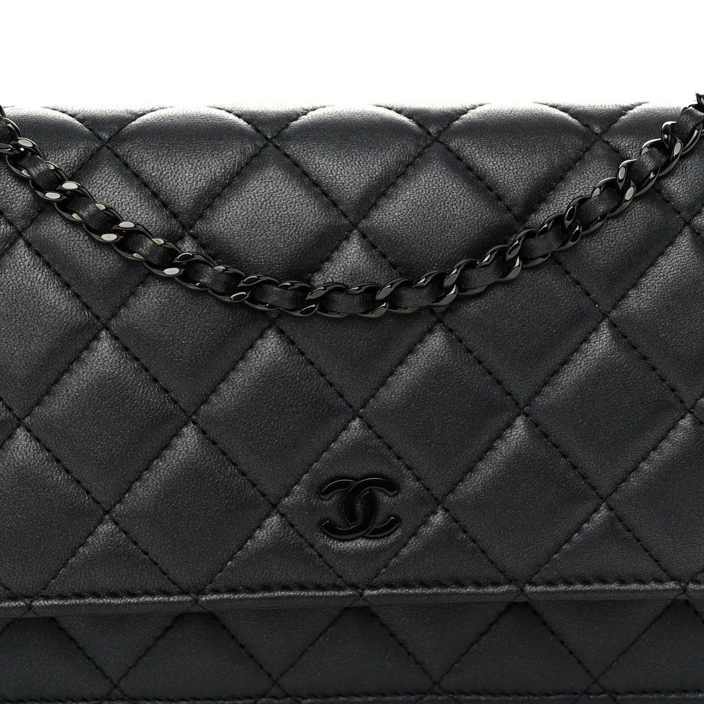 Lambskin Quilted Wallet On Chain WOC So Black