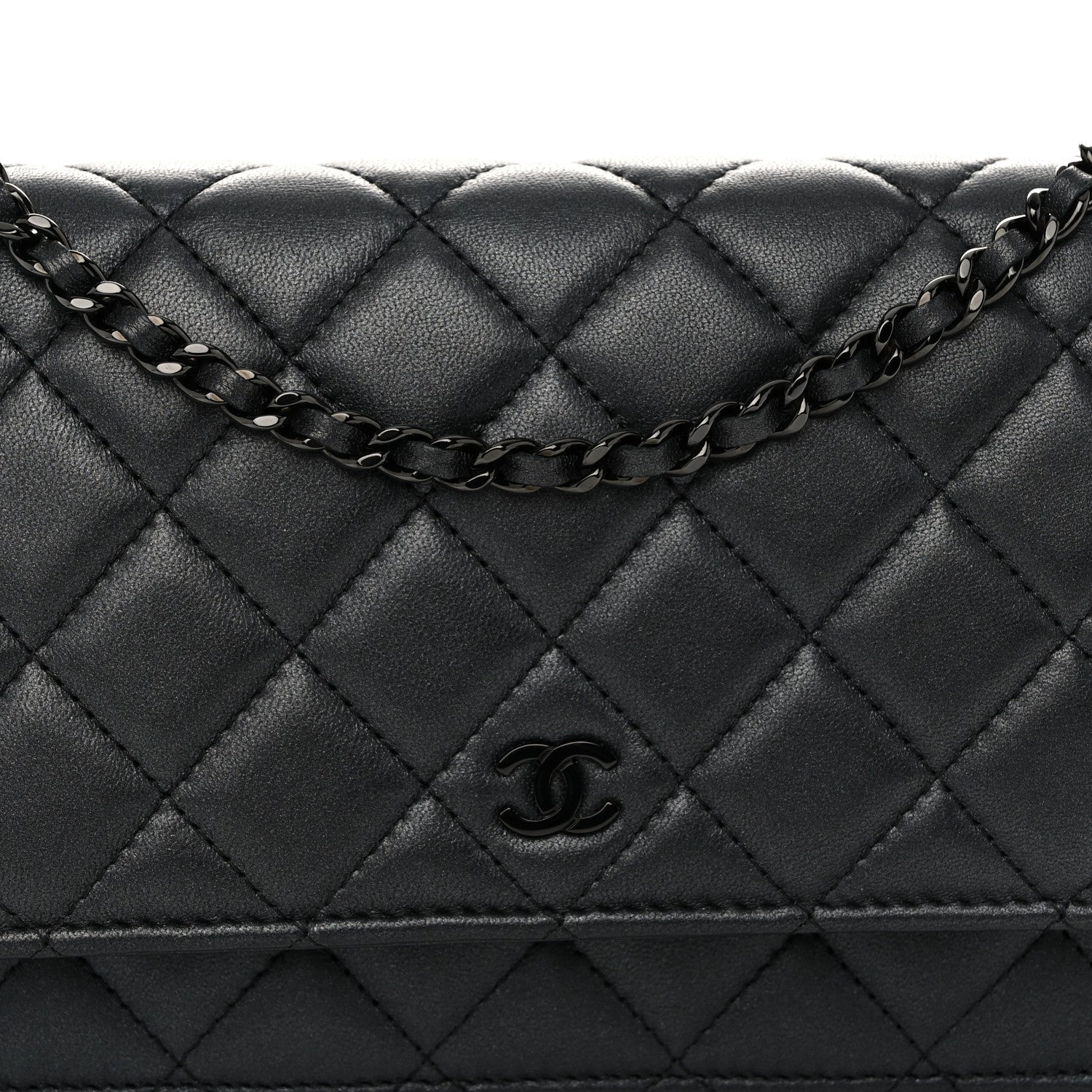 Chanel Lambskin Quilted Wallet On Chain WOC So Black 9 of 12
