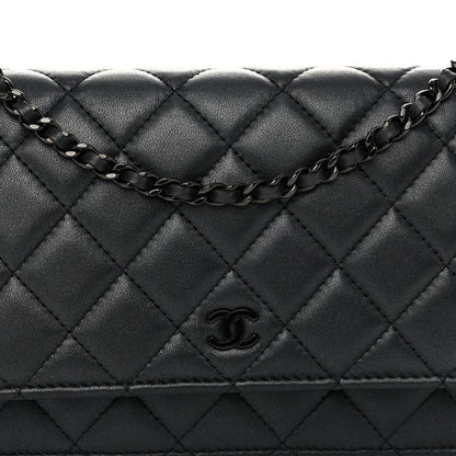 Chanel Lambskin Quilted Wallet On Chain WOC So Black 9 of 12