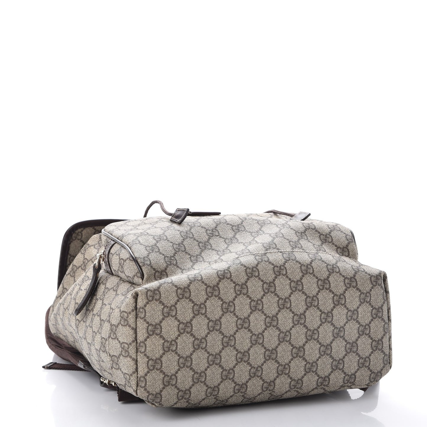 GG Supreme Monogram Medium Single Buckle Rucksack Backpack Beige Ebony Brown