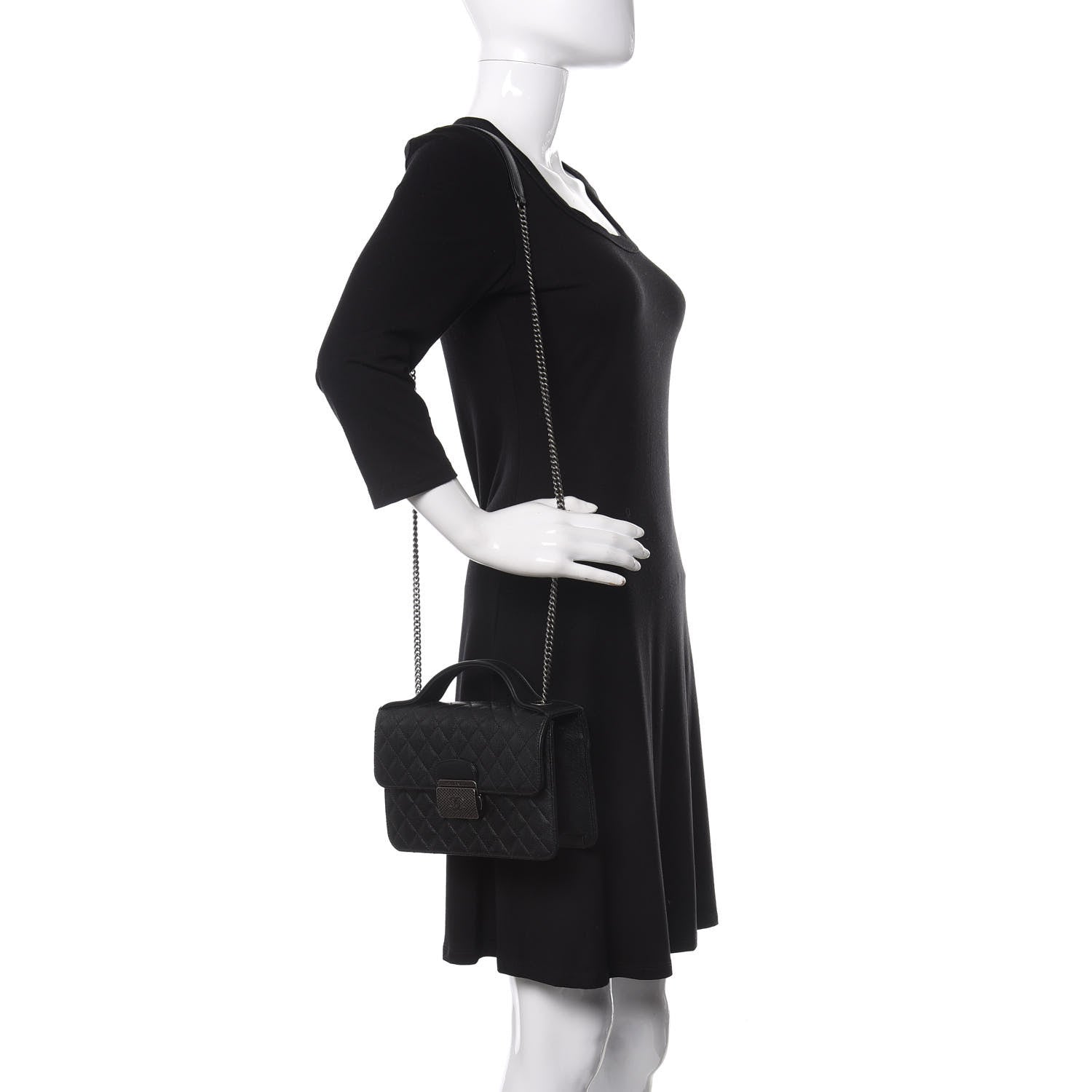 Chanel Goatskin Quilted Small CC University Top Handle Flap Black 2 of 11