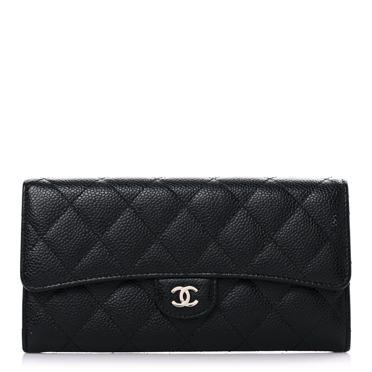 Caviar Quilted Large Flap Wallet Black
