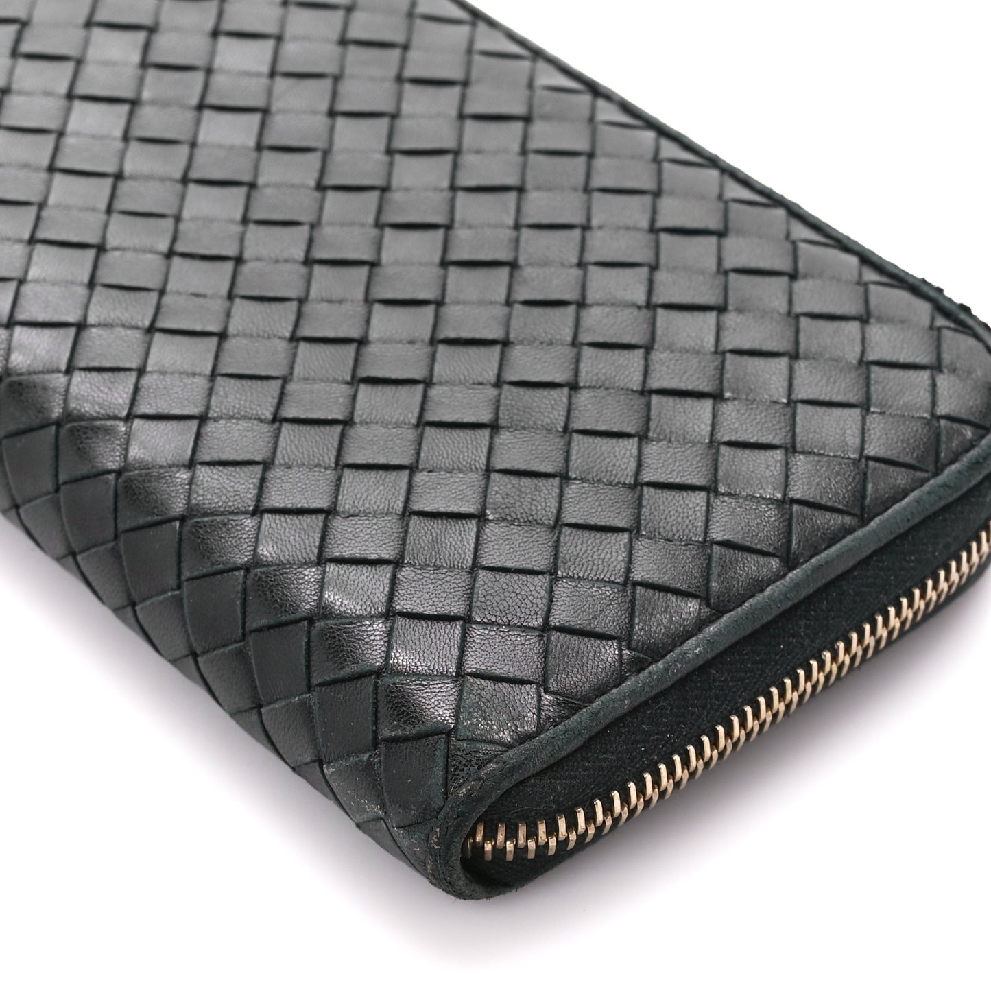 Nappa Intrecciato Zip Around Wallet Black