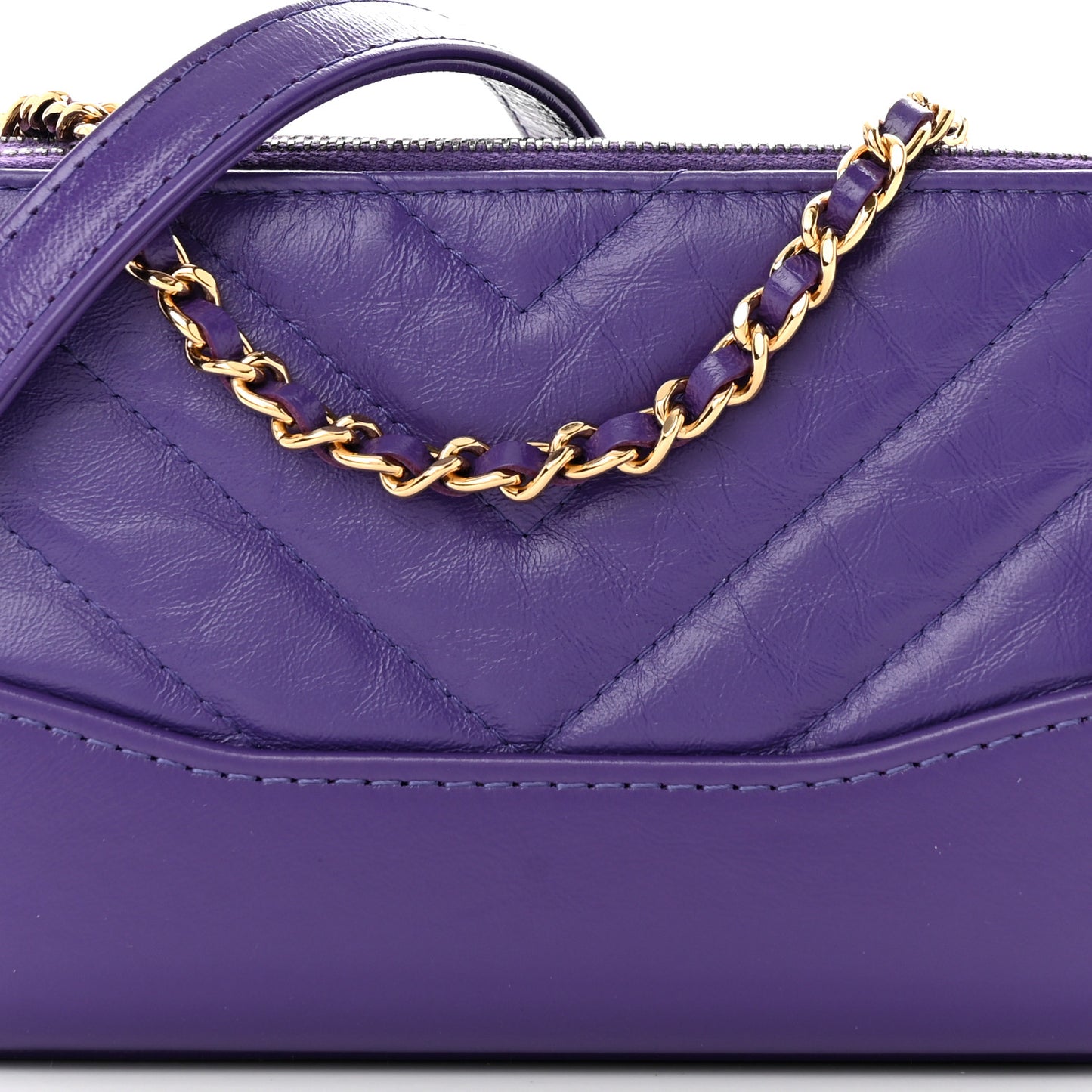 Aged Calfskin Quilted Small Gabrielle Clutch With Chain Purple