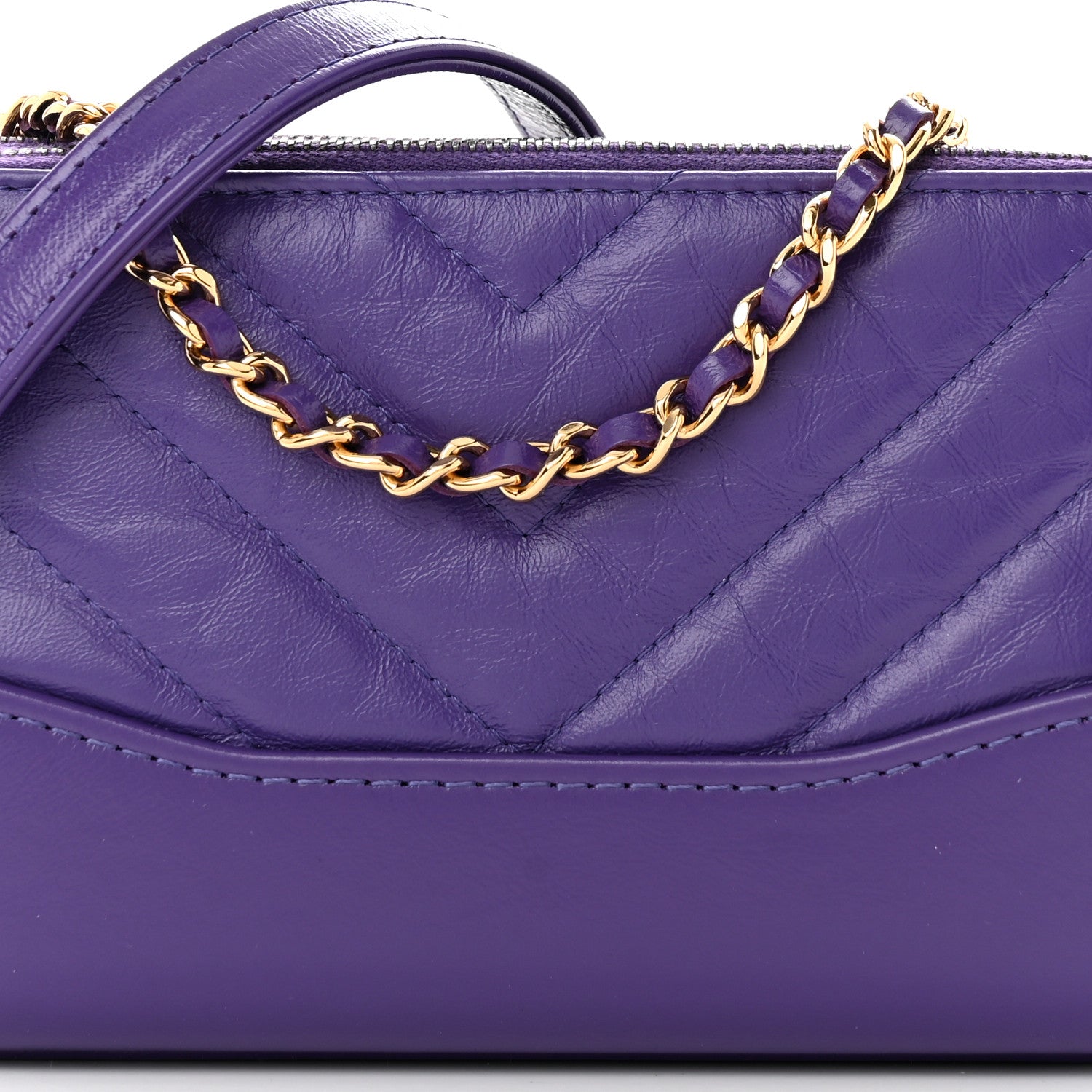 Chanel Aged Calfskin Quilted Small Gabrielle Clutch With Chain Purple 8 of 11
