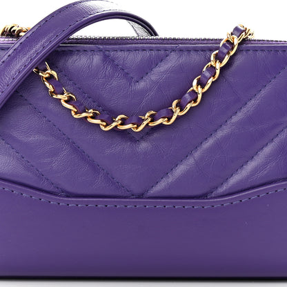 Chanel Aged Calfskin Quilted Small Gabrielle Clutch With Chain Purple 8 of 11