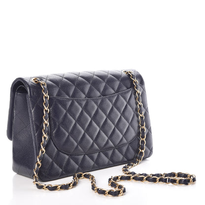 Chanel Caviar Quilted Jumbo Double Flap Navy 3 of 10